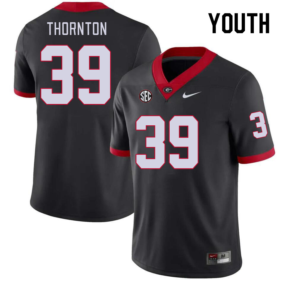 Youth #39 Miles Thornton Georgia Bulldogs College Football Jerseys Stitched-Black - Click Image to Close